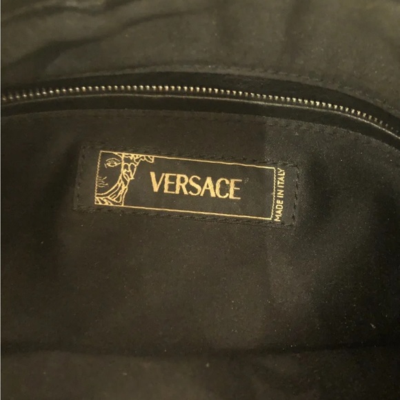 Versace vintage leather small, black shoulder bag 12x6 double zipper - Picture 5 of 6